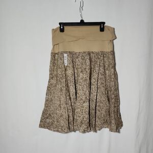 Elegant Tan and Brown A-Line Skirt